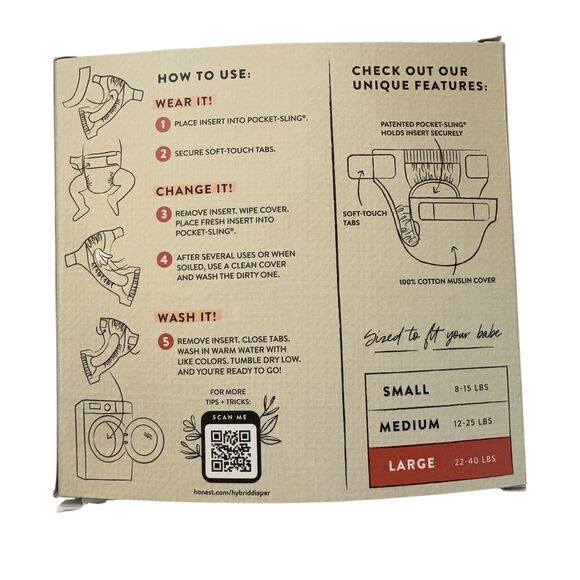 Honest Hybrid Washable Diaper Cover 2-Pair Large 22-40 Lbs - Picture 5 of 16